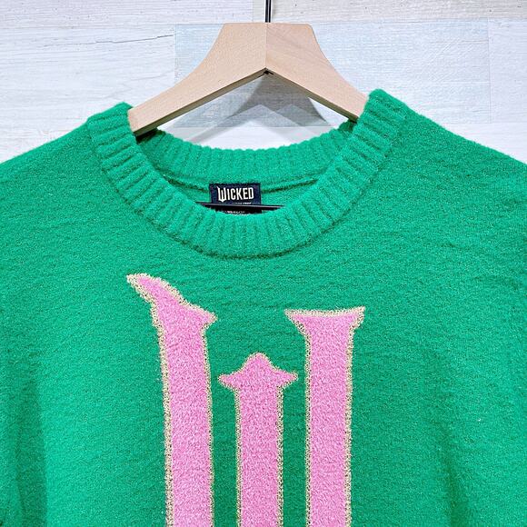 WICKED x Target Graphic Logo Sweater Green Pink Paul Tazewell NWT Womens XS - Picture 2 of 9